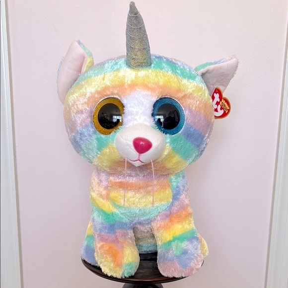 Brand New Ty Beanie Boo Large 16" Rainbow Unicorn Cat Plush Stuffed Animal Toy - Picture 1 of 15
